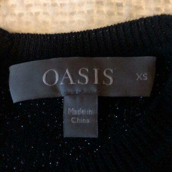 Oasis Black and sparkly green skater dress XS - Picture 3 of 11